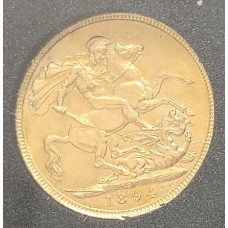 AUSTRALIA 1894 . ONE 1 SOVEREIGN . SYDNEY . GOLD